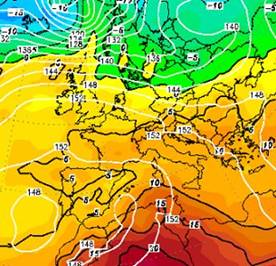 l'anticiclone sub tropicale domina sul Mediterraneo