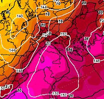 estensione della bolla calda sub-tropicale sul Mediterraneo