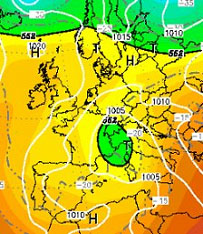 goccia di aria fredda sul Mediterraneo