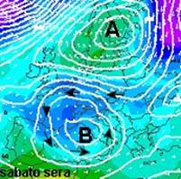 area ciclonica mediterranea alimentata da aria freda di origine siberiana