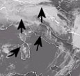 immagime meteosat con fronte nuvoloso ul centro-nord