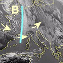 cartina meteosat con fronte in arrivo dalla Francia