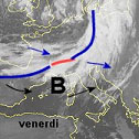 immagine meteosat: fronte perturbato a ridosso delle Alpi