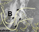 foto meteosat che evidenzia l'arrivo di una saccatura da ovest