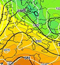 cartina cromatica che evidenzia l'espansione di un'area anticiclonica