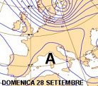 cartina isobarica con espansione verso nord dell'anticiclone sub-tropicale