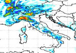 cartina cromatica con mappa delle precipitazioni sulla Penisola