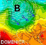 cartina cromatica delle temperature sull'Europa centrale; ben visibile la discesa di aria fredda di origine artica