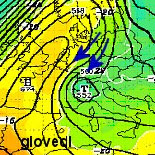 cartina cromatica che mostra la "goccia fredda" in arrivo da nord