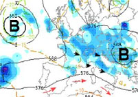 situazione barica nella terza decade e mappa delle precipitazioni