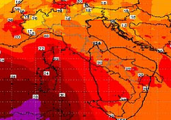 mappa cromatica delle temperature sulla Penisola