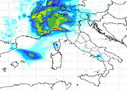 mappa delle precipitazioni sul centro-nord