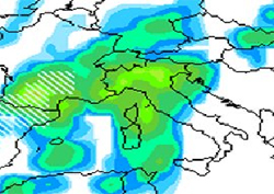 mappa delle precipitazioni sulle regioni settentrionali