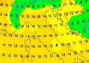 cartina cromatica con valori di temperatura