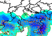 mappa delle precipitazioni al centro sud della Penisola