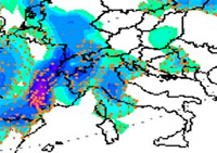 mappa delle precipitzioni sulle regioni centro settentrionali.