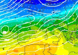 cartina cromatica delle temperature sull'Europa