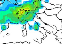 cartina cromatica delle precipitazioni relativa alle regioni settentrionali