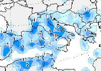 mappa delle precipitazioni sull'Italia