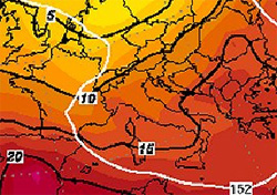 cartina cromatica isobarica dell'Europa centrale