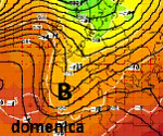 cartina cromatica: discesa verso la Penisola Iberica di un vortice atlantico