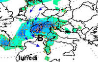 mappa delle precipitazioni sulle regioni settentrionali