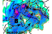 Mappa delle precipitazioni sulla Penisola