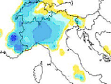 mappa delle precipitazioni nevose sulle regioni settentrionali