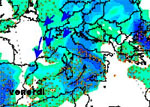 mappa delle precipitazioni sulle regioni centro-settentrionali