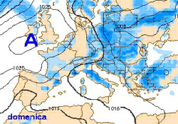 mappa delle precipitazioni sull'Italia