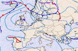 cartina isobarica che mostra l'espansione verso est dellanticiclone delle Azzorre