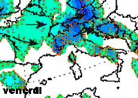 mappa delle precipitazioni sulle regioni settentrionali