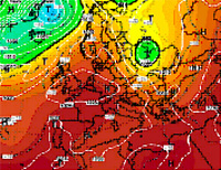 cartina cromatica che mostra l'anticiclone azzorriano sull'Europa