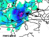 mappa delle precipitazioni sulle regioni settentrionali