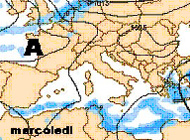 braccio anticiclonico azzorriano in espansione sull'Europa centrale