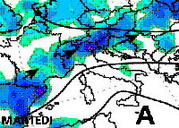 mappa delle precipitazioni sulla fascia alpina