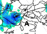 Mappa delle precipitazioni sulle regioni settentrionali