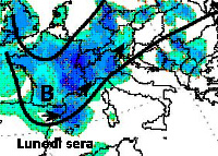 Mappa delle precipitazioni sulle regioni settentrionali