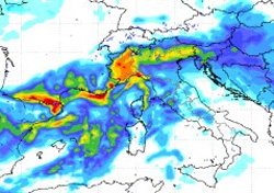 mappa delle precipitazioni sulle regioni settentrionali