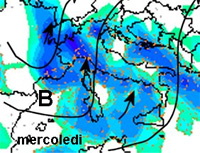 mappa delle precipitazioni in Italia