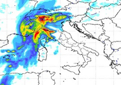 mappa delle precipitazioni sulle regioni settentrionali