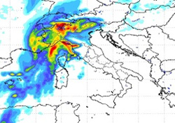 mappa delle precipitazioni sulle regioni settentrionali