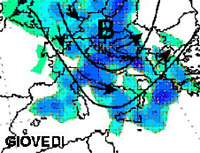 mappa delle precipitazioni sulla fascia adriatica