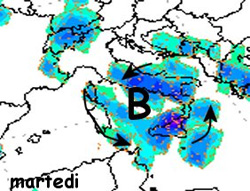 Mappa delle precipitazioni sulle regioni centro-meridionali