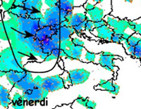 mappa delle precipitazioni sulle regioni centro settentrionali