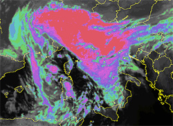 immagine delle precipitazioni al centro nord della Penisola