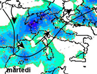 mappa delle precipitazioni sull'Italia