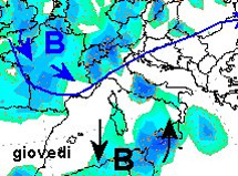 mappa delle precipitazioni sull'Italia