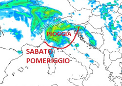 Mappa delle precipitazioni sulle regioni settentrioanli