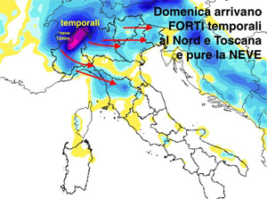 mappa delle precipitazioni sul Nord-ovest